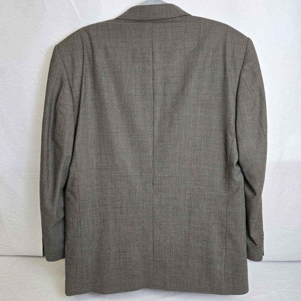 Oscar De La Renta Single Breasted Houndstooth‎ Blazer Professional Gray 45R